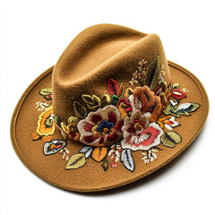 a hat embrodiery patch on white background.