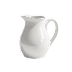 Aufkleber - A single white ceramic creamer pitcher is shown against a plain white background.  It has a simple elegant design.