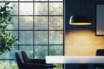 Poster - A quiet workspace with a large window for natural light