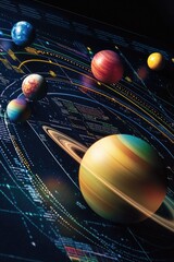 Canvas Print - a compact representation of the solar system with its planets,