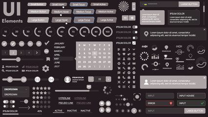 Wall Mural - a modern ui kit featuring a collection of buttons, icons, navigation menus, and responsive design el
