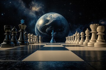 Wall Mural - Cosmic Chess: A Game of Global Strategy
