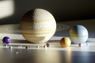 Wall Mural - a 3d model of the solar system with all planets in their relative positions, great for educational i