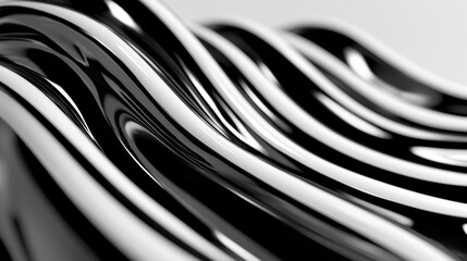 Poster - black liquid waves create intricate patterns, blending fluidity and rhythm in a captivating display 