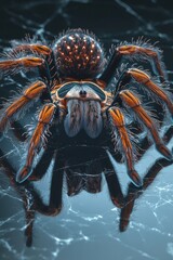A large spider sits atop its intricate web, awaiting prey