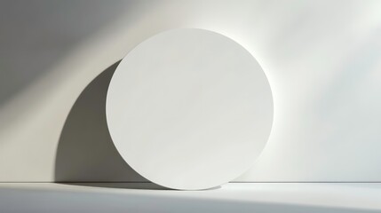 Poster - White circle mockup on light background with shadow.