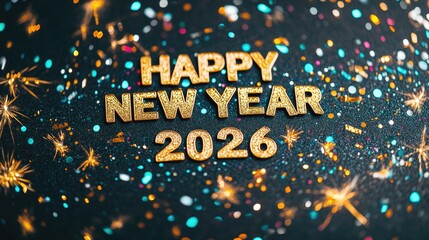 Fototapete - Happy new year 2026 celebration with glitter and sparkles. Happy New Year 2026