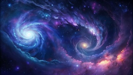 Wall Mural - Cosmic galaxy swirl with deep blues and purples for blogs, sci-fi themes, and artistic designs