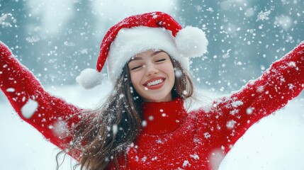 Wall Mural - woman in santa claus hat