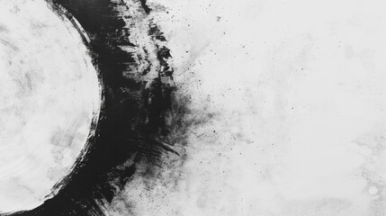 Poster - circular brushstroke showcases an interplay of black and white, emphasizing depth and texture across