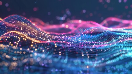 Wall Mural - vibrant neon light waves flow in an abstract formation, creating a mesmerizing spectacle of color an