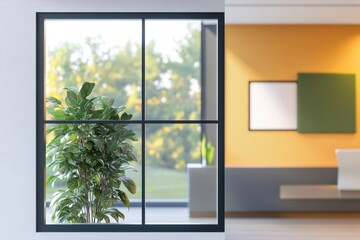 Poster - A small potted plant sits on a windowsill, surrounded by natural light