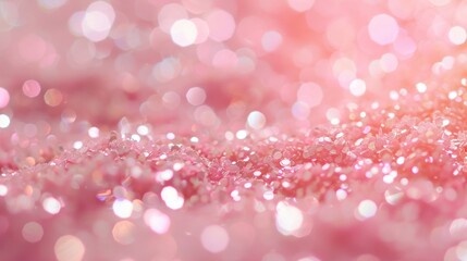 Wall Mural - A dazzling soft pink glitter background sparkles with light, creating a whimsical atmosphere ideal for parties, crafts, or special occasions