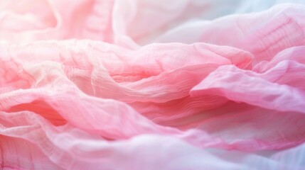 Wall Mural - delicate soft pink and white fabric flows gracefully, casting gentle shadows and highlights in a ser