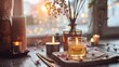 © Bashir - Cozy Home Ambiance with Candles, Flowers, and Soft Bokeh Lights
