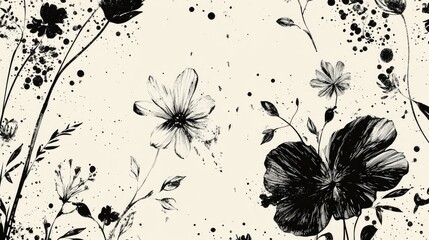 Wall Mural - grunge floral background