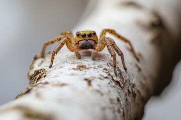 a close-up view of a spider sitting on a tree branch, showcasing its intricate details