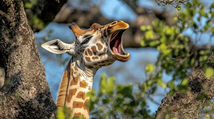 Sticker - giraffe in zoo