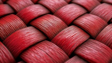 Sticker - Close up of red hair with a red background. The hair is woven together in a pattern