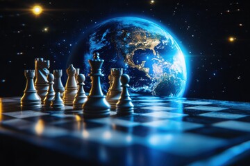 Wall Mural - Global Strategy: A Chess Game Against the Cosmos