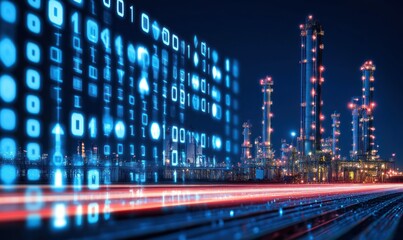 Nighttime refinery data stream visualization