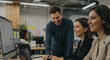 © holycityprinting - A modern and open office scene featuring a group of three coworkers: