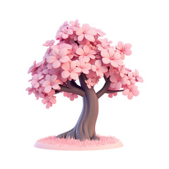 Wall Mural - beautiful pink cherry blossom tree with vibrant flowers and sturdy trunk