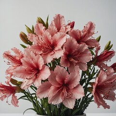 Wall Mural - A symmetrical azalea bouquet with sharp lighting against a clean white backdrop.