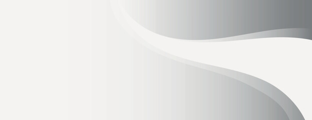 Minimalist background with smooth gray and white gradient. The background features soft, flowing curves in gray and white tones. Minimal abstract wavy gradient vector background