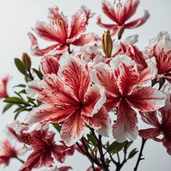 Wall Mural - A high-contrast image of azalea petals layered elegantly on a white backdrop.