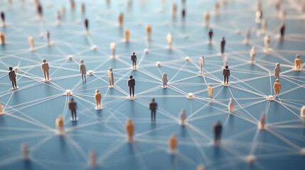 Wall Mural - background with a network of connected dots and lines, a social media concept for community building