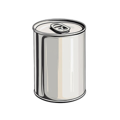 Poster - A Single Metal Can Stands Against A White Background