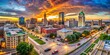© Man888 - Panoramic View of Downtown Fort Wayne, Indiana Skyline at Sunset