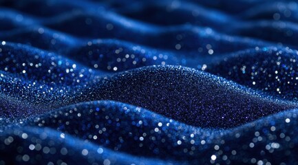 Wall Mural - abstract background with blue glitter waves, close-up. glittering sand on the surface of water in da