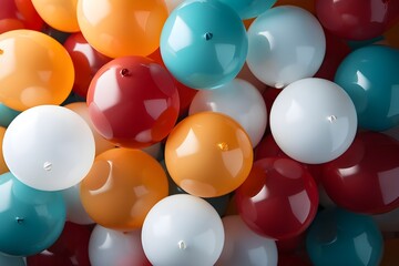 Wall Mural - A collection of bright, multi-colored balloons on a clean white background, captured with high-definition clarity, showcasing every detail and vibrant hue.