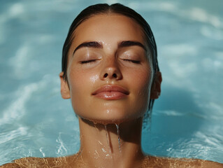 Relaxing moment of a woman enjoying water tranquility