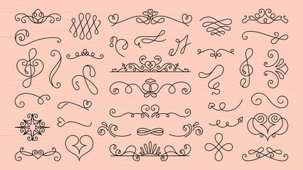 Wall Mural - elegant line art with swirls and flourishes. decorative flourishes and swirls create intricate line 