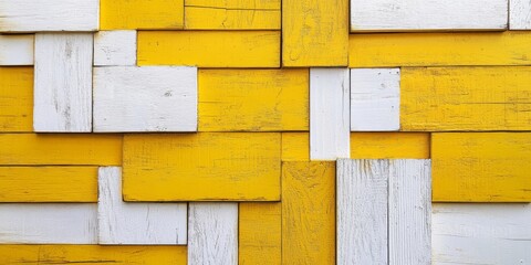 Leinwandbilder - Golden yellow wood panel background, number 5133, features a design made from white painted wood. This golden yellow panel adds a vibrant touch to the scenery with its unique composition.