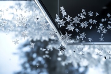 Wall Mural - Delicate Winter Snowflakes on Glass Pane