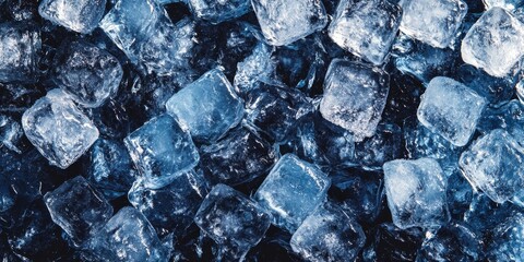 Poster - Full frame image showcasing ice cubes in detail, emphasizing the clarity and texture of the ice cubes. This striking picture of ice cubes captures their unique characteristics beautifully.