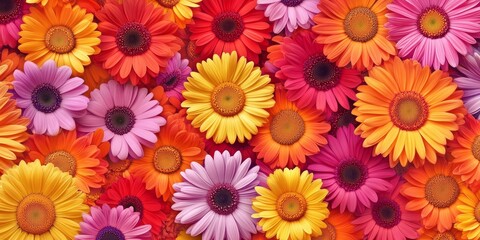 Poster - Stunning background featuring beautiful daisies and gerberas. This beautiful daisy and gerbera background showcases vibrant colors, creating an eye catching visual appeal.