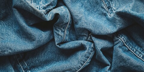 Poster - Stylish background with bleached jeans showcasing advanced sewing technology and the durability of cotton fabric, highlighting the unique features of background bleached jeans in fashion.