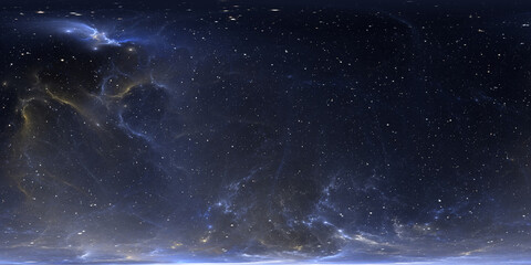 Wall Mural - 360 degree space nebula. giant interstellar cloud with stars, equirectangular projection, environmen