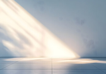 Wall Mural - white wall with soft light streaks and shadow.