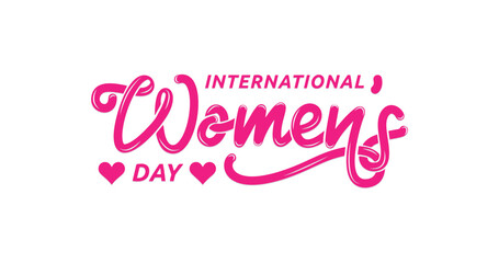 international women's day elegant lettering in pink color. great for greeting cards for happy women'