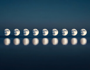 Wall Mural - Moon Phases Reflection