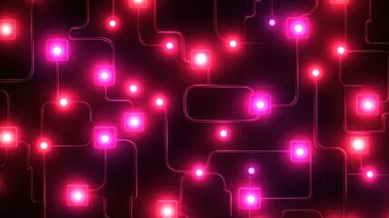 Wall Mural - blockchain network visualization neon circuit patterns in a digital environment