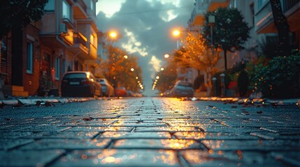 Poster - In city, atmospheric environment, calm simple weather.