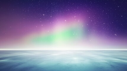 Wall Mural - Aurora Borealis over Frozen Lake: A Celestial Symphony of Purple and Green