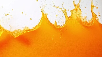 Aufkleber - Bright orange liquid erupts dramatically against a white background, capturing the vibrant essence of culinary innovation.